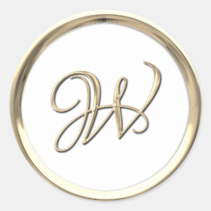 Gold Initial Monogram W Script Jegliche Farbe Runder Aufkleber