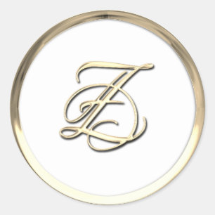 Gold Initial Monogram Z Script Jegliche Farbe Runder Aufkleber