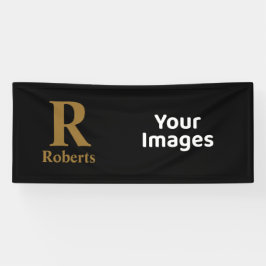 Gold Initial/Vorname/Familienname auf schwarz Banner