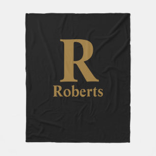 Gold Initial/Vorname/Familienname auf schwarz Fleecedecke