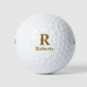 Gold Initial/Vorname/Familienname auf schwarz Golfball