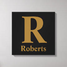 Gold Initial/Vorname/Familienname auf schwarz