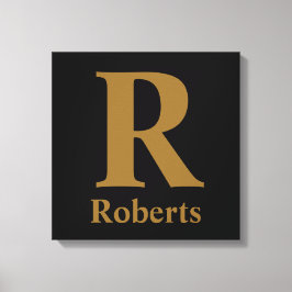 Gold Initial/Vorname/Familienname auf schwarz Leinwanddruck