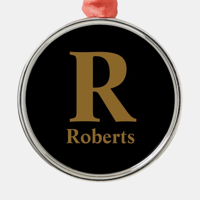 Gold Initial/Vorname/Familienname auf schwarz Ornament Aus Metall (Vorne)