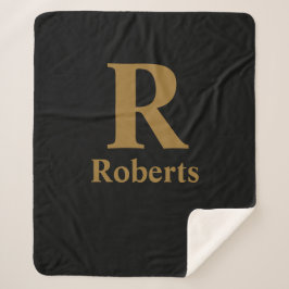 Gold Initial/Vorname/Familienname auf schwarz Sherpadecke