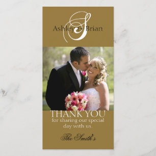 Gold Initial Wedding Dankeschön Foto Cards Dankeskarte