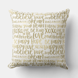 Gold inspirierende Wörter Kissen