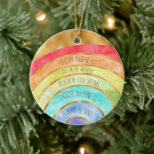 Gold inspirierende Zitate Rainbow personalisiert Keramik Ornament