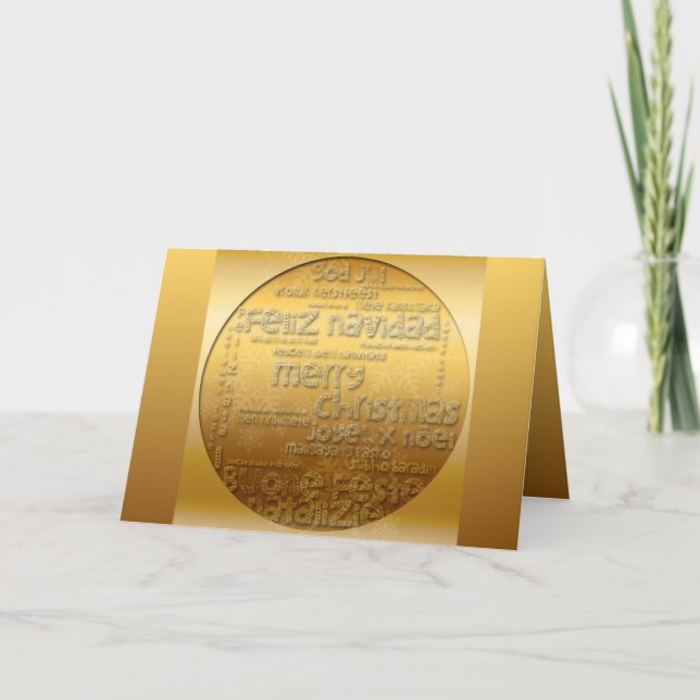 Gold International Christmas Navidad Grußkarte Feiertagskarte (Vorderseite)
