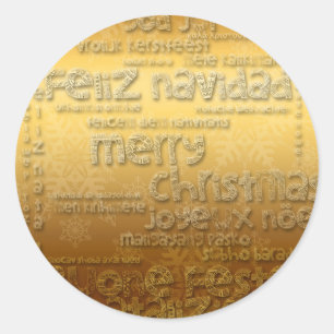 Gold International Christmas Navidad R Sticker
