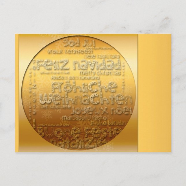 Gold International Weihnachten Navidad H Postcard (Vorderseite)