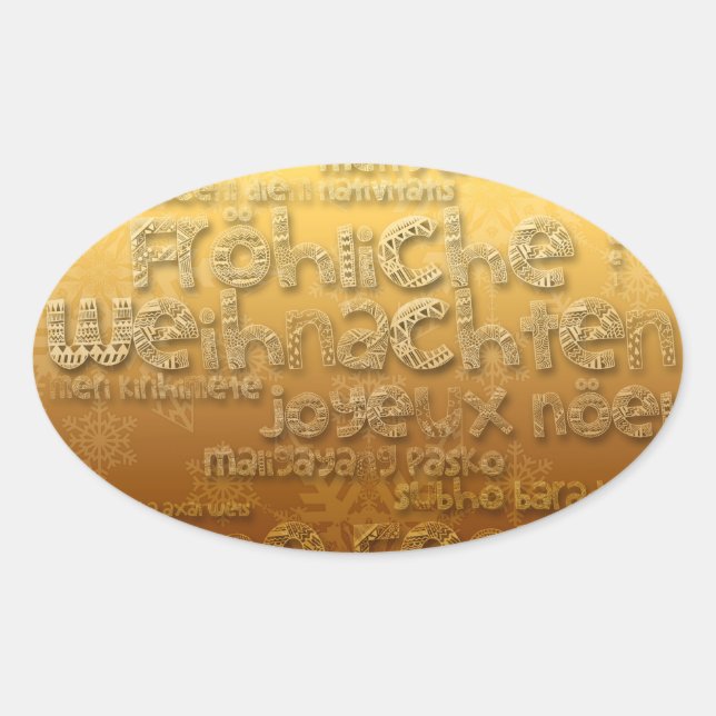 Gold International Weihnachten Navidad O Sticker (Vorderseite)