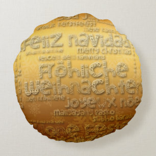Gold International Weihnachten Navidad R Pillow Rundes Kissen