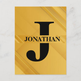 Gold Intersecting Initial Letter Name Typography Postkarte