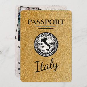 Gold Italy Passport Save The Date