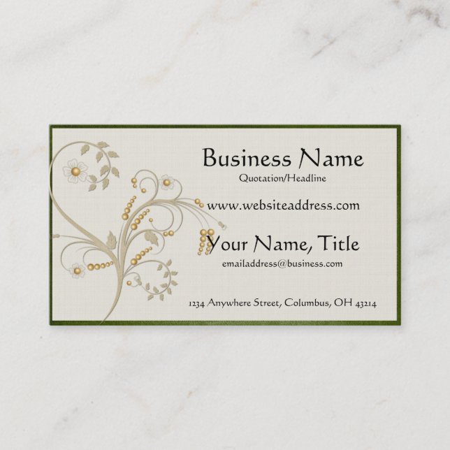 Gold Ivin mit Green Border Business Cards Visitenkarte (Vorderseite)