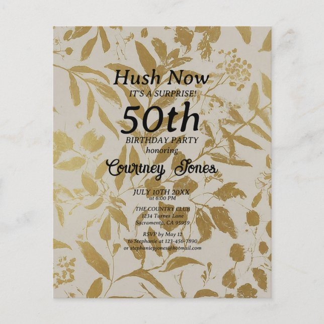 Gold Ivory Botanische 50. Geburtstag 2.0 Flyer (Vorne)