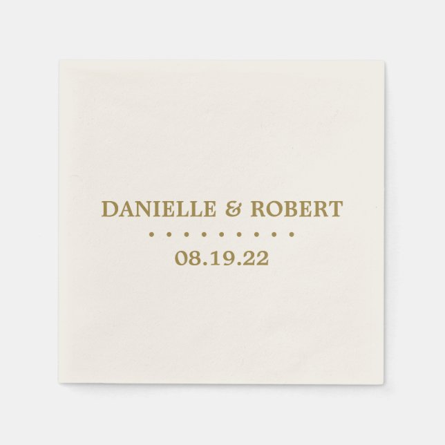 Gold | Ivory Custom Wedding Monogram Paper Napkin Serviette (Vorderseite)