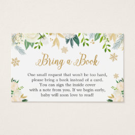 Gold Ivory Floral Baby Shower Book Request Card