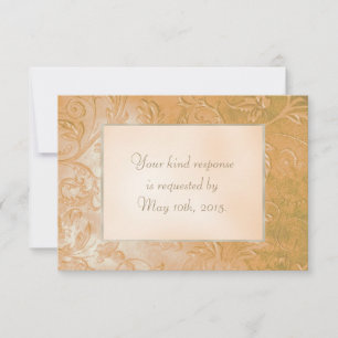 Gold Jade Herbst Blumenrand Hochzeit RSVP Karte