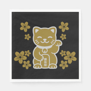 Gold Japanisch Maneki-neko Serviette
