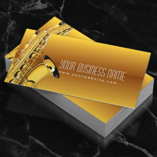 Gold Jazz Saxophone Music Business Card Visitenkarte