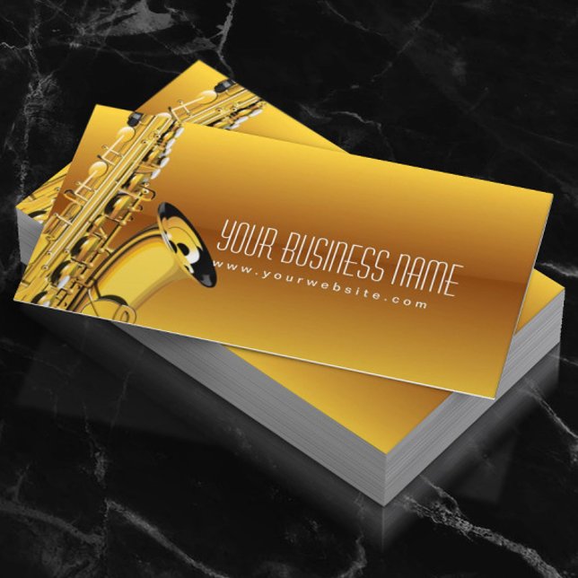 Gold Jazz Saxophone Music Business Card Visitenkarte (Von Creator hochgeladen)