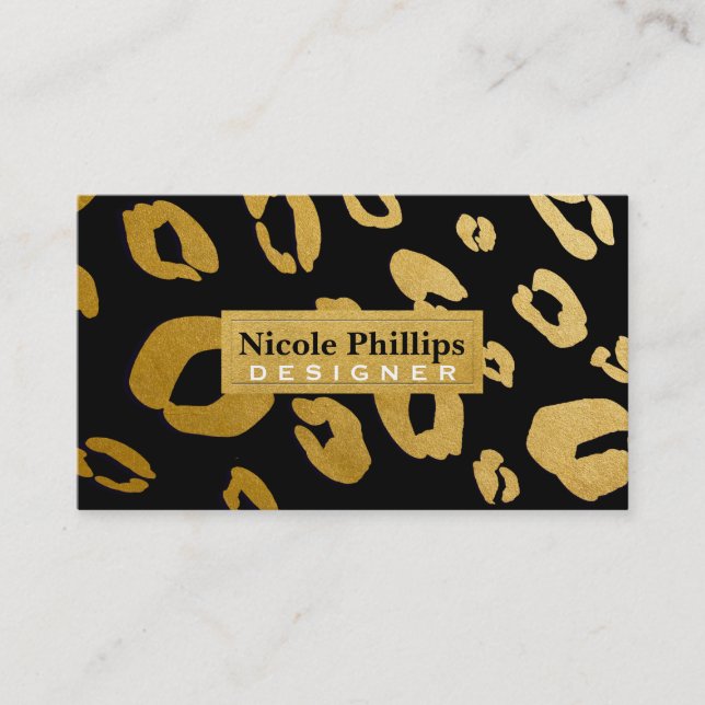 Gold & JEDE FARBE Leopard Cheetah Business Card Visitenkarte (Vorderseite)