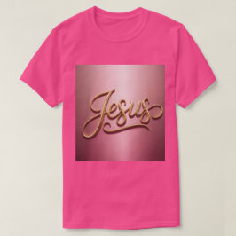 Gold Jesus Schrift Pink Basic Herren T-Shirt