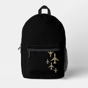 Gold Jet Muster Backpack   Pilot-Geschenk Bedruckter Rucksack