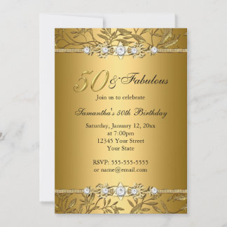 Gold Jewel Leaf 50 Fantastische Einladung zum Gebu