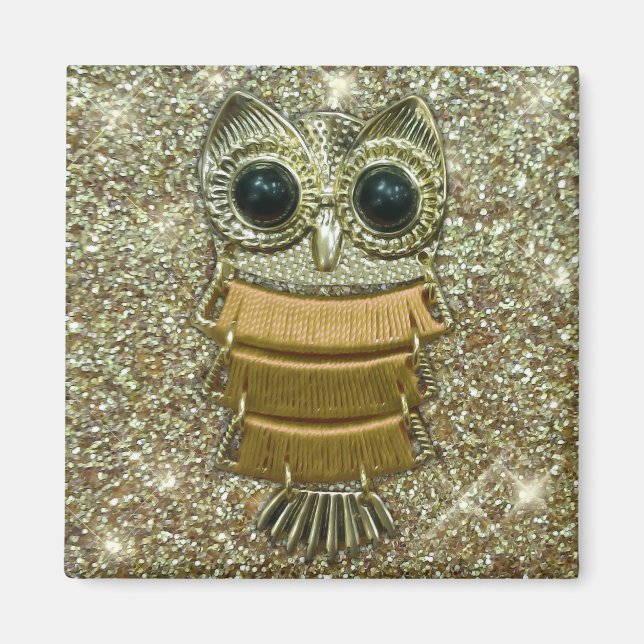 Gold Jewel Owl Magnet (Vorne)