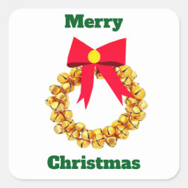 Gold Jingle Bells Wreath Stickers