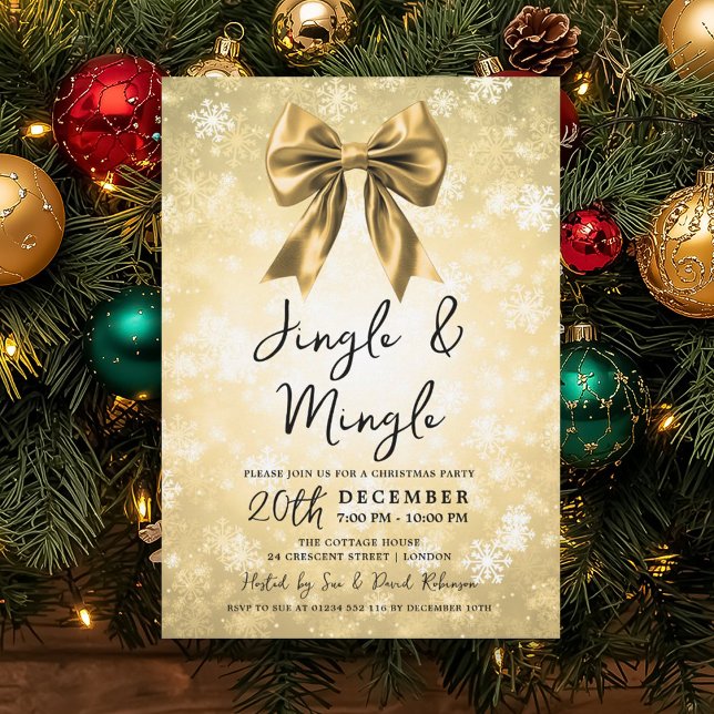 Gold Jingle & Mingle Christmas Party Winter Wonder Einladung (Gold Jingle & Mingle Christmas Party Winter Wonder Invitation)