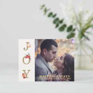 Gold Joy Holiday Segings Foto Holiday Card Feiertagspostkarte