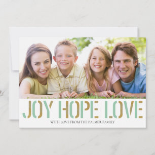 Gold Joy Hope Liebe Weihnachts-Fotokarte Feiertagskarte