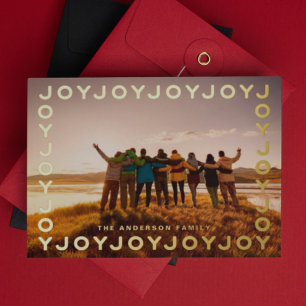 Gold Joy Joy Frame FOTO Weihnachten Folien Feiertagskarte