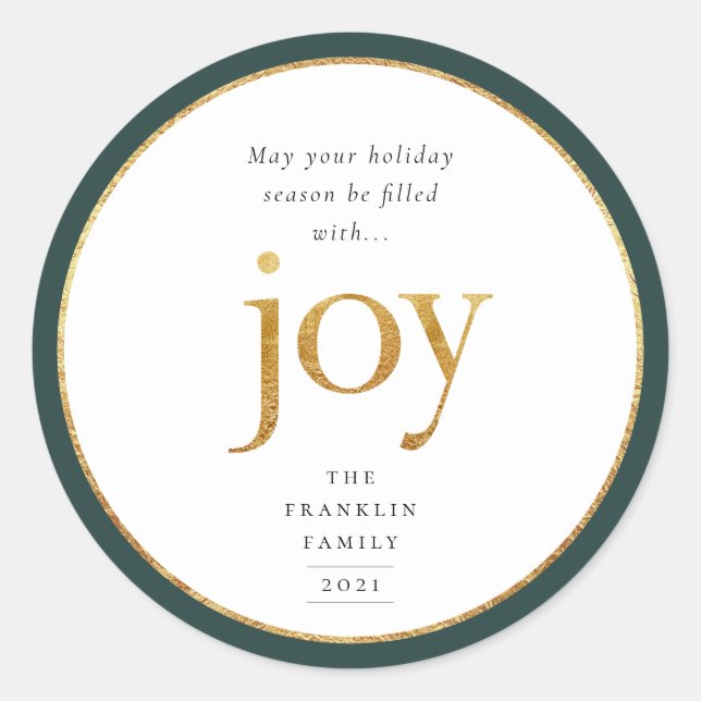Gold Joy Modern Christmas Classic Round Sticker (Vorderseite)