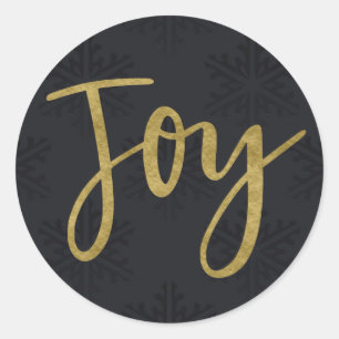 Gold JOY Moderne Feiertage Winter Schwarz Schneefl Runder Aufkleber