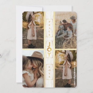    Gold Joy Peace Liebe 4 Foto Collage Holiday  Feiertagskarte