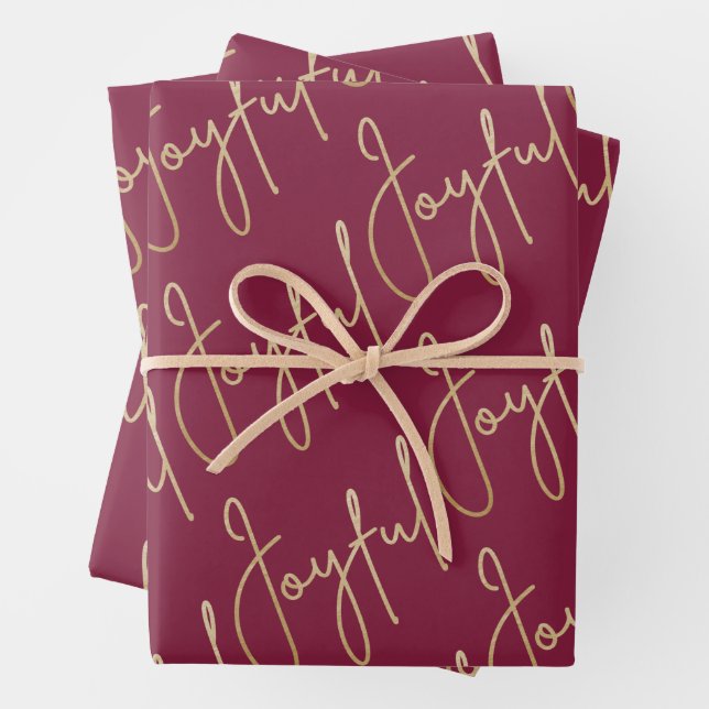 Gold JOYFUL auf Cranberry Geschenkpapier Set (Beispiel)