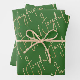 Gold JOYFUL auf Green Geschenkpapier Set