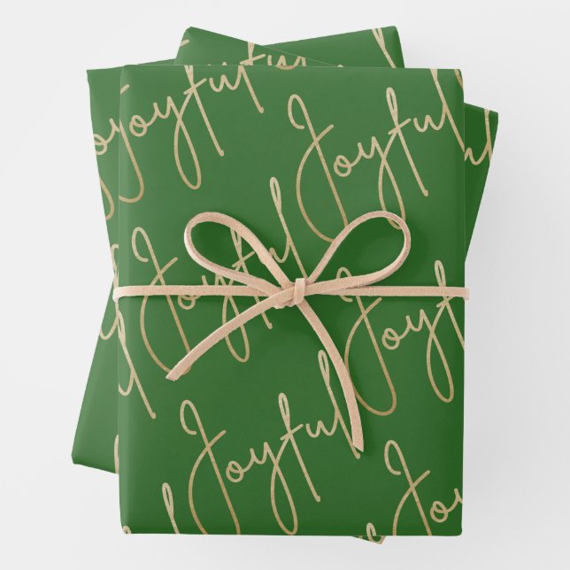 Gold JOYFUL auf Green Geschenkpapier Set (Beispiel)