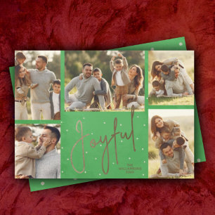 Gold JOYFUL Multi Foto Christmas Green Feiertagskarte
