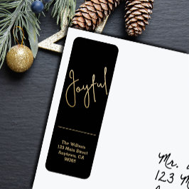 Gold JOYFUL on Black Christmas Return Address