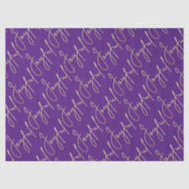 Gold JOYFUL Script on Purple Seidenpapier