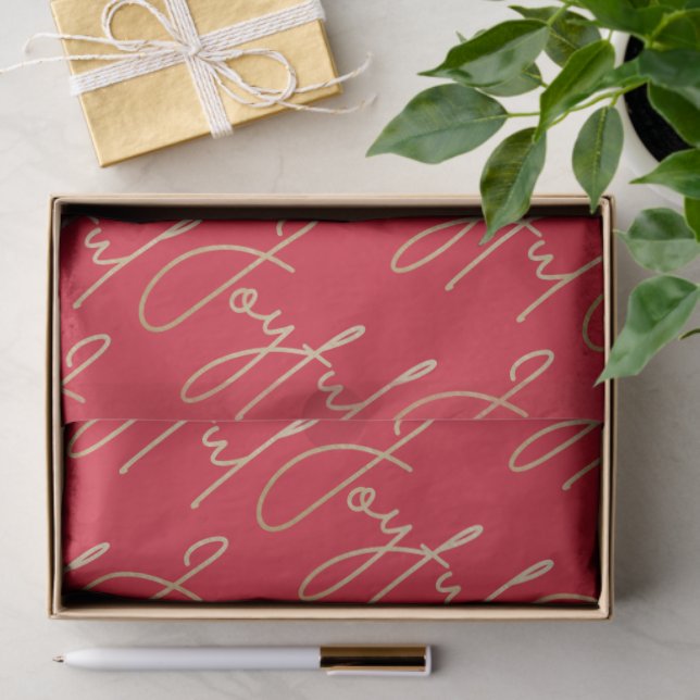 Gold JOYFUL Script on Red Seidenpapier (Geschenk)
