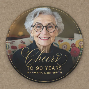 Gold jubelt auf 90 Jahre Custom Foto Geburtstag Pappteller
