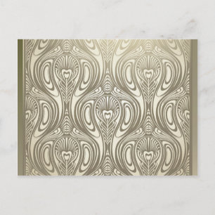 Gold, Jugendstil, Deco, weiß, schick, elegant, sch Postkarte