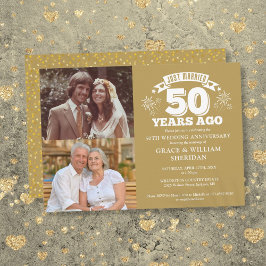 Gold Just Married 50. Hochzeit Jahrestag 2 Foto Einladung